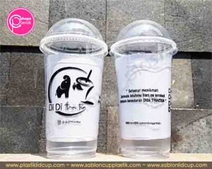 sablon gelas plastik 22 oz tutup cembung 