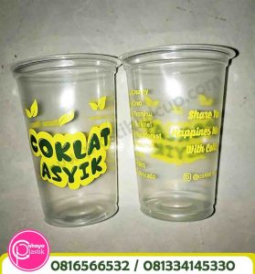 sablon cup plastik murah 2 warna 