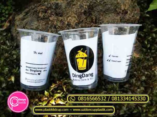  Sablon  2 warna cup plastik  16 oz 7 gram KEMASAN MINUMAN 